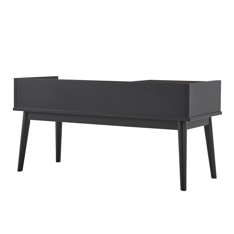 THE WOODEN CITY Solid Wood 1 Seater Bench/Sofa with Storage for Home Furniture- (Black)|TWC-F52
