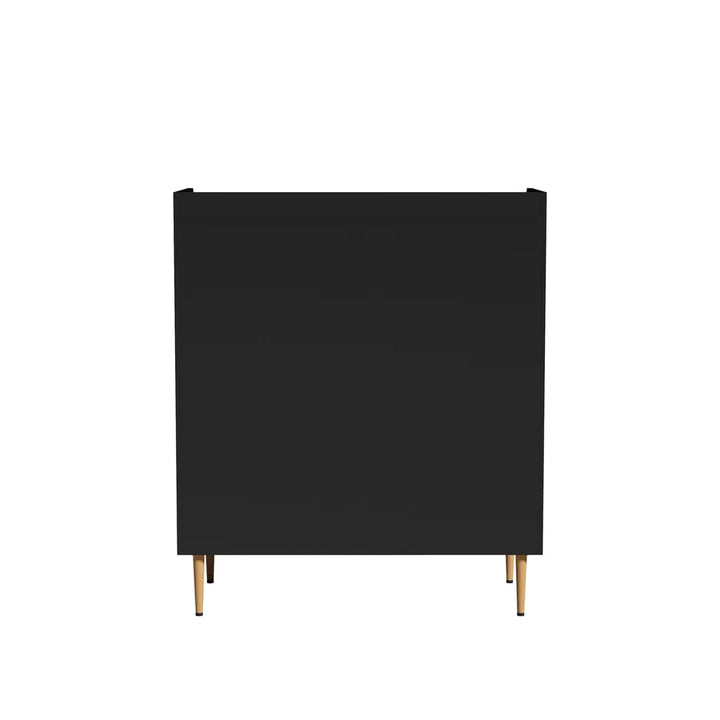 THE WOODEN CITY Solid Wood Wine Cabinet | Wooden Bar Cabinet Storage Rack with Drawer & Glass Holder, Wooden for Home and Bar Furniture (Black)