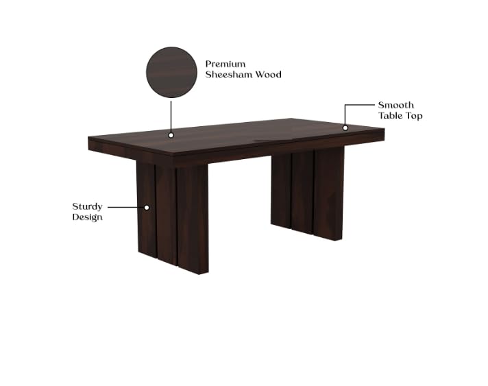 THE WOODEN CITY Wooden Solid Sheesham Wood Dining Table 6 Seater | Dining Room Furniture | 6 Seater Dining Table Without Chair
