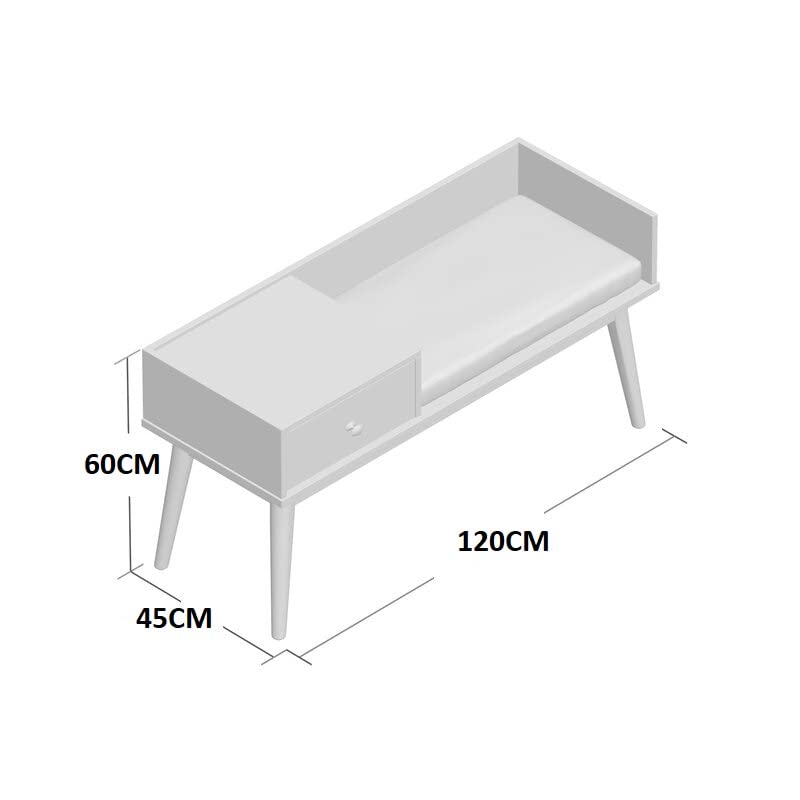 THE WOODEN CITY Solid Wood 1 Seater Bench/Sofa with Storage for Home Furniture (White)|TWC-F51