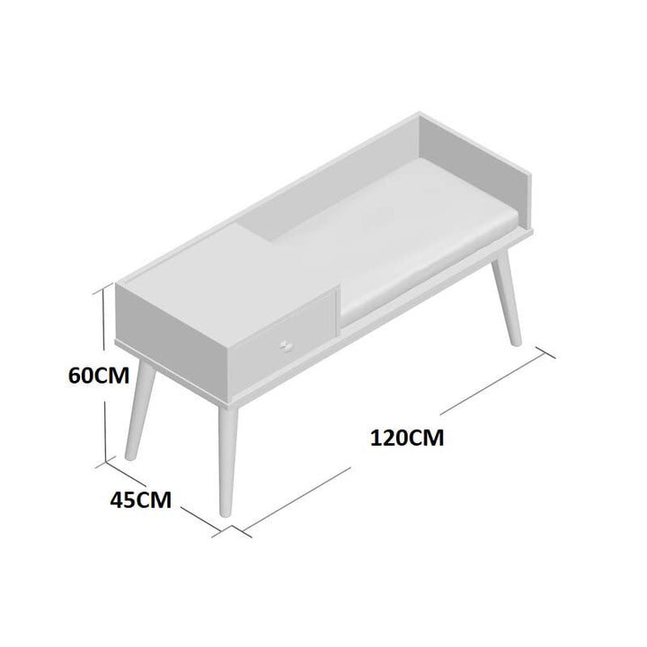 THE WOODEN CITY Solid Wood 1 Seater Bench/Sofa with Storage for Home Furniture (White)|TWC-F51