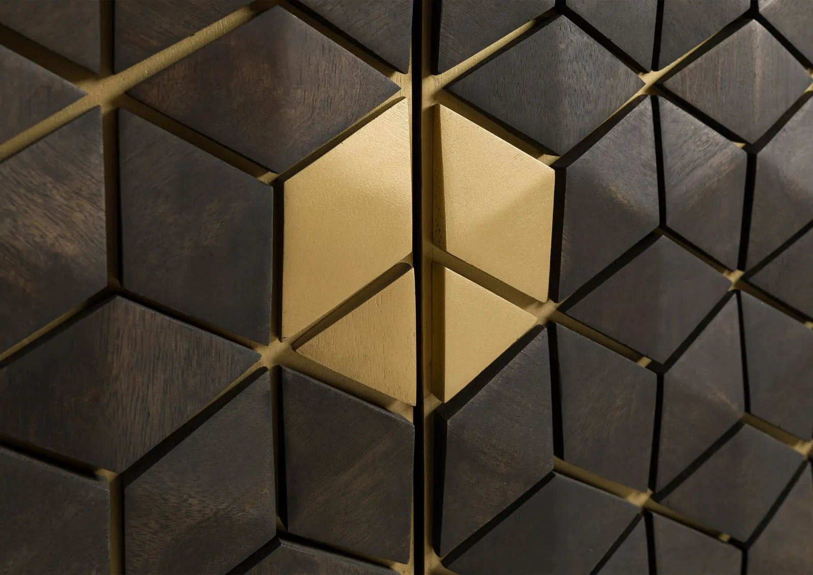 THE WOODEN CITY Stylish Art Deco Mango Wood Chest of Drawers   DIAMOND #107 (WALNUT)