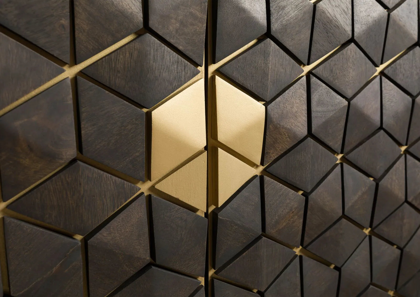 THE WOODEN CITY Stylish Art Deco Mango Wood Chest of Drawers   DIAMOND #110 (WALNUT)