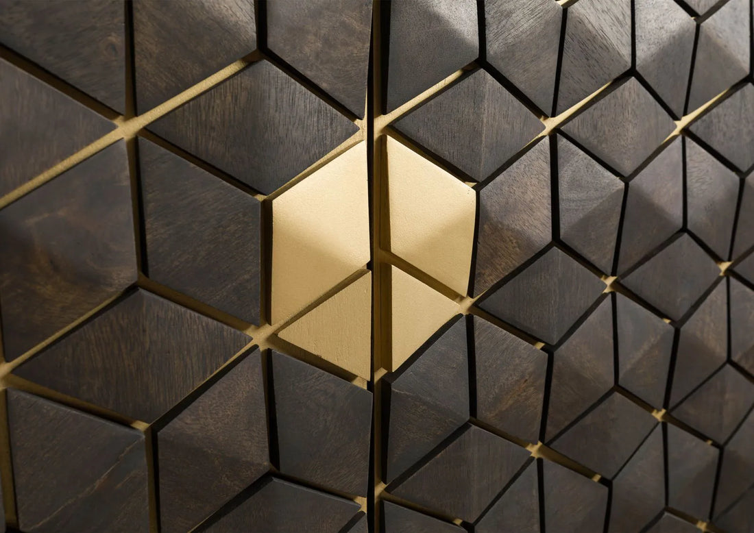 THE WOODEN CITY Stylish Art Deco Mango Wood Chest of Drawers   DIAMOND #110 (WALNUT)