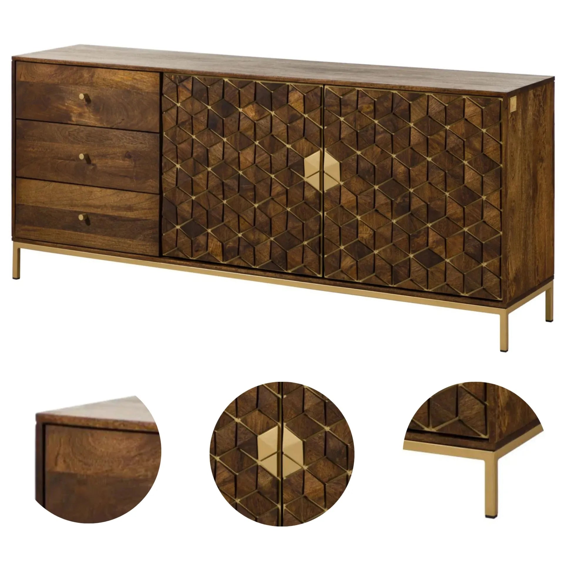 THE WOODEN CITY's Art Deco Chest of Drawers  DIAMOND #210(HONEY)