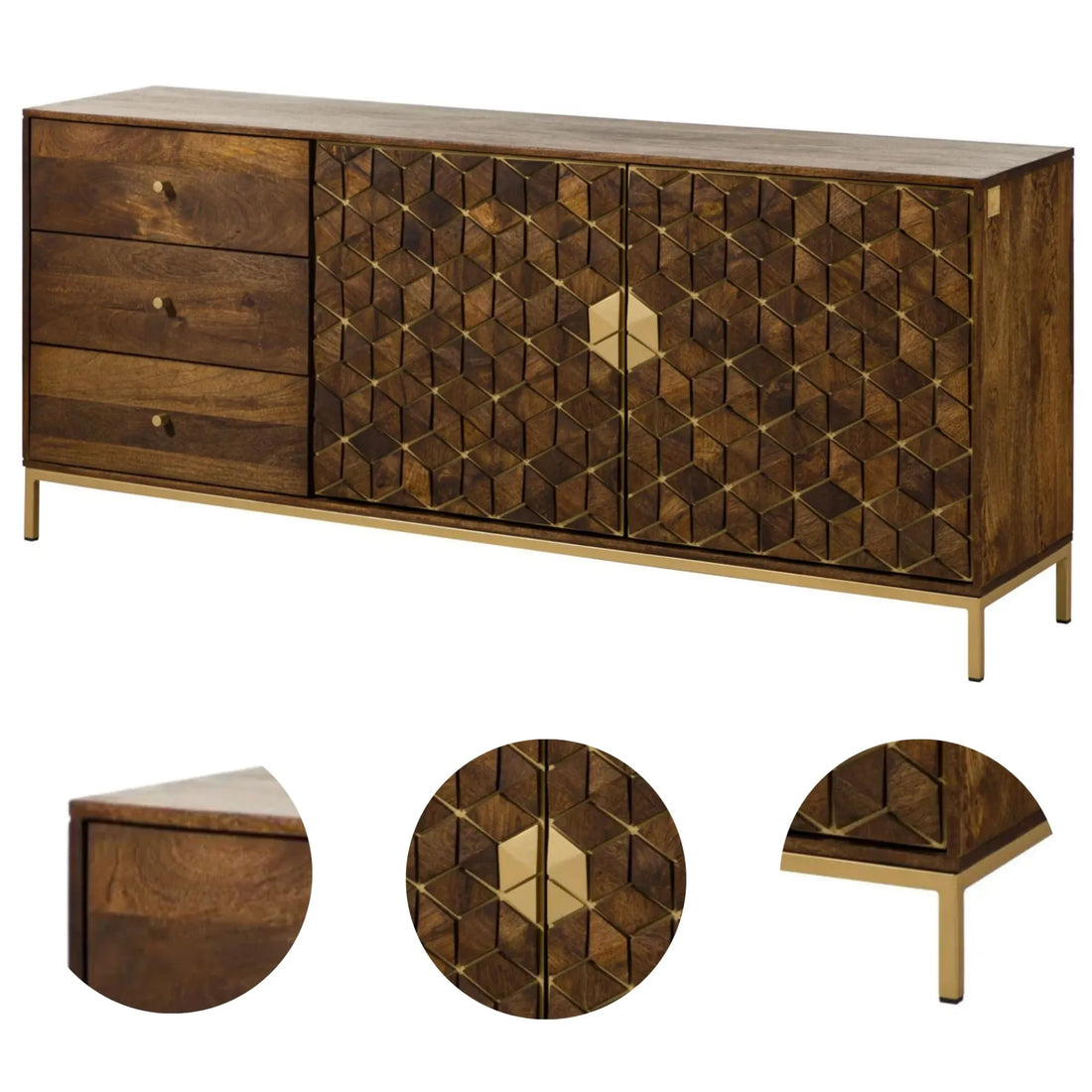 THE WOODEN CITY's Art Deco Chest of Drawers  DIAMOND #210(HONEY)