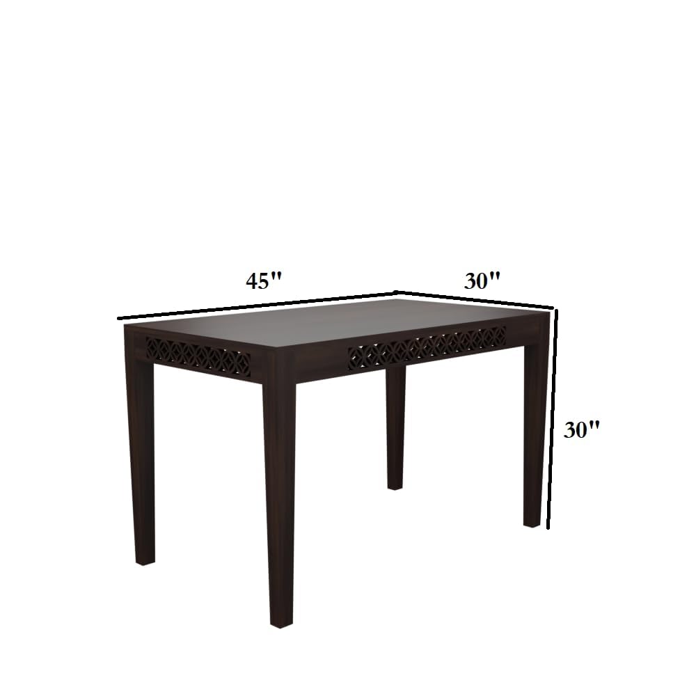 THE WOODEN CITY Dining Table 4 Seater | Four Seater Dinning Table with 4 Chairs with Beige Cushions for Home | Rosewood, Walnut Finish Self Assembly(DIY)