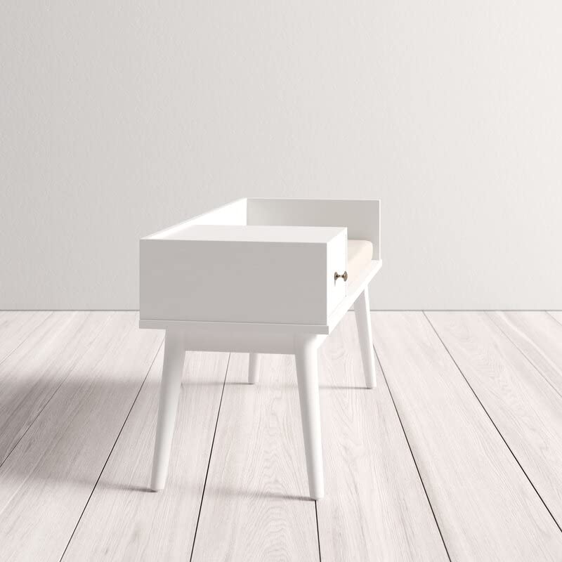 THE WOODEN CITY Solid Wood 1 Seater Bench/Sofa with Storage for Home Furniture (White)|TWC-F51