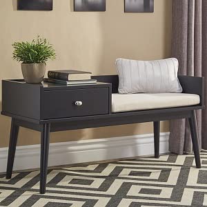 THE WOODEN CITY Solid Wood 1 Seater Bench/Sofa with Storage for Home Furniture- (Black)|TWC-F52