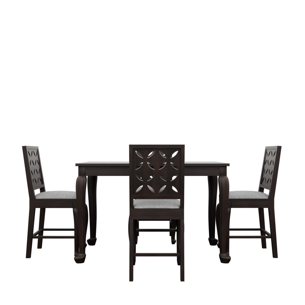 THE WOODEN CITY Sheesham Wood 4 Seater Dining Set | Table with Includes Cushion Chairs | Solid Wood Dining Table Set for Dining Room (Walnut Cou, 4 Seater)