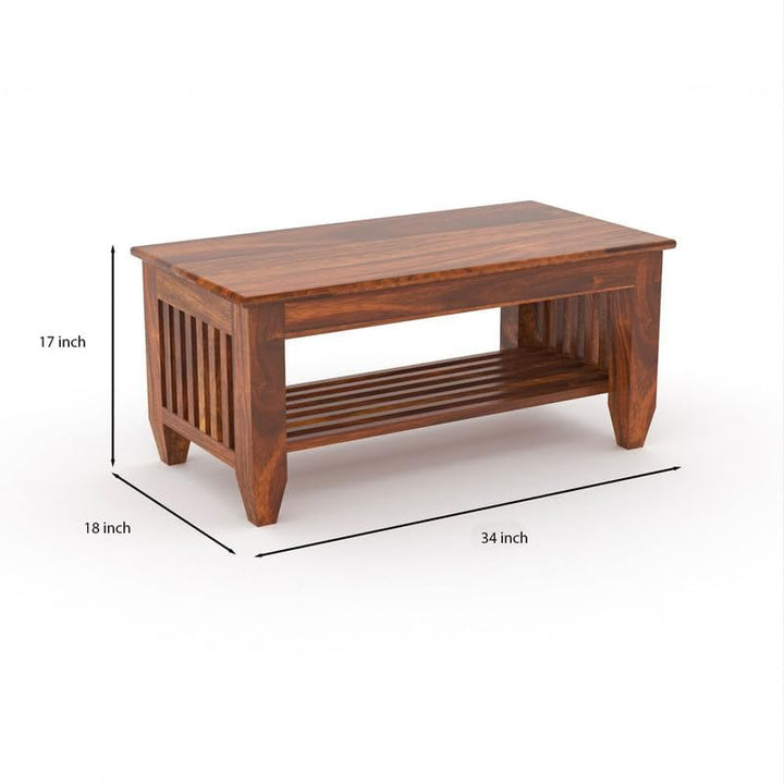 THE WOODEN CITY Sheesham Solid Wood Centre Table & Tea Table Wooden Coffee Table for Living Room and Outdoor & Indoor Furniture -Honey