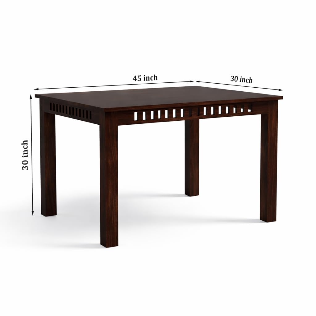 Solid Sheesham Wood Dining Table with Chairs & Bench | Wooden Dinner Table Set for Dinning Room Home & Hotel| Modern Dining Room Set | Customer Self Assembly (Walnut U, 4 Seater)