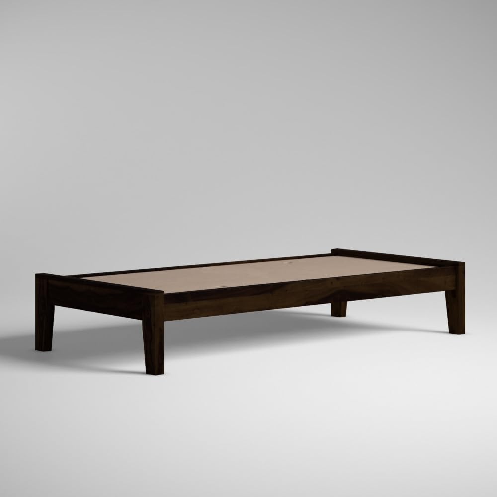 Sheesham Wood Single Size Bed Without Storage Solid Wood Cot Palang Wooden Bed for Bedroom Home Living Room (Walnut) (188x97x38cm)(Suggested Matters Size 72x36inch)