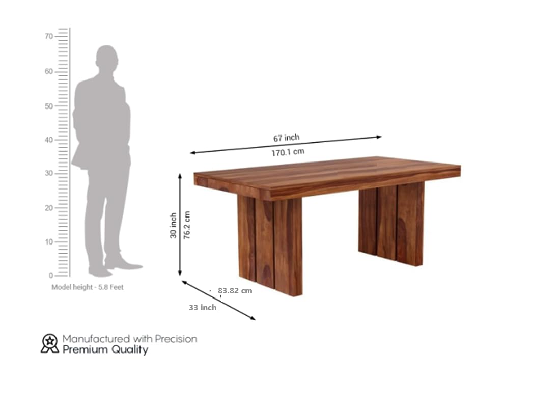THE WOODEN CITY Wooden Solid Sheesham Wood Dining Table 6 Seater | Dining Room Furniture | 6 Seater Dining Table Without Chair