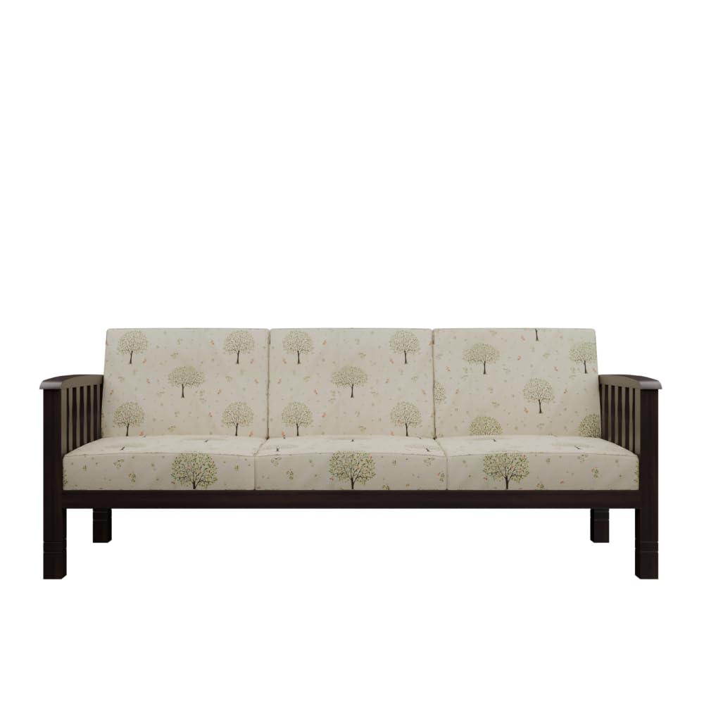 Solid Sheesham Wood 3 Seater Sofa Set for Living Room Furniture | Wooden Sofa for Home & Office (Walnut, 3 Seater)
