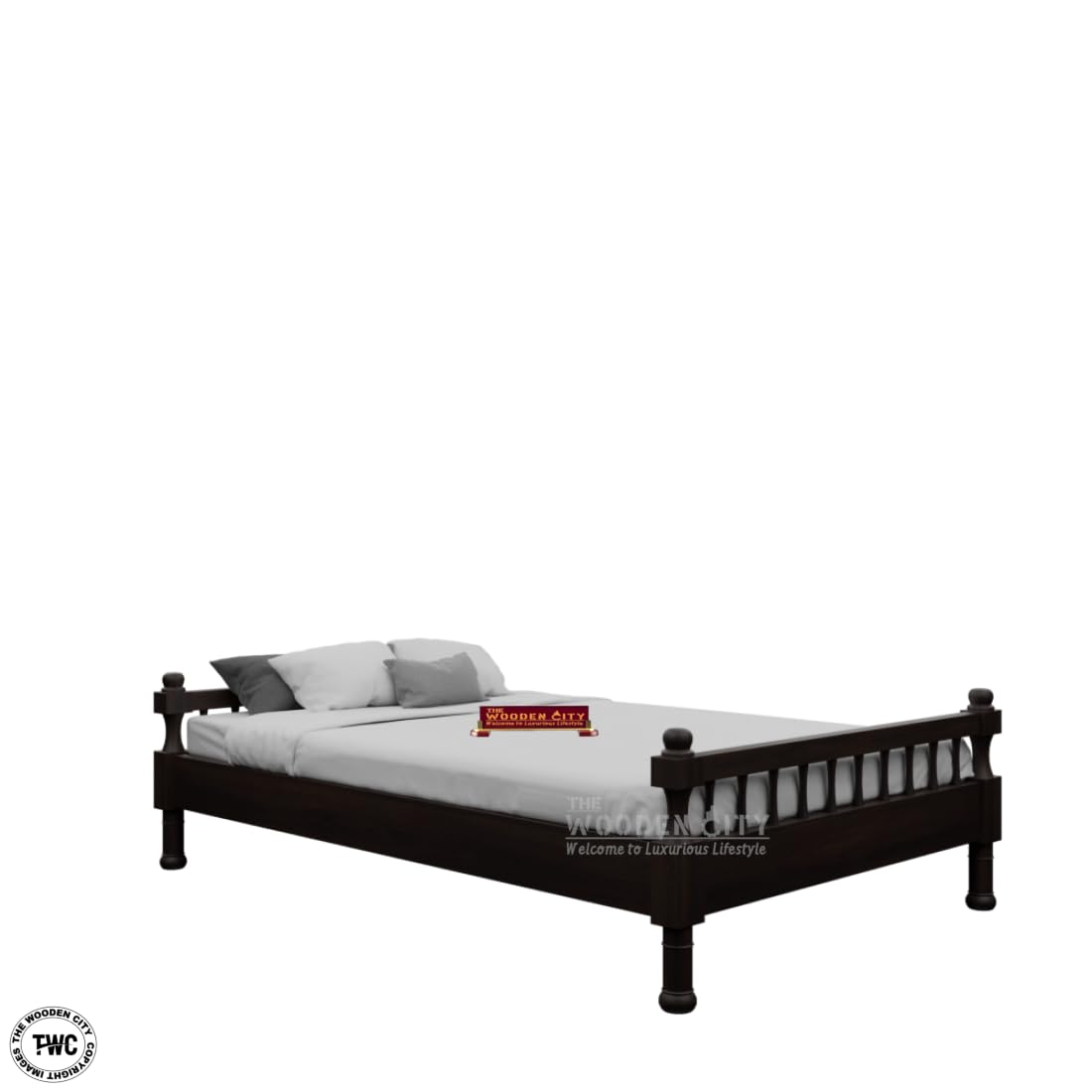 Solid Sheesham Wood Single Bed Cot Without Storage