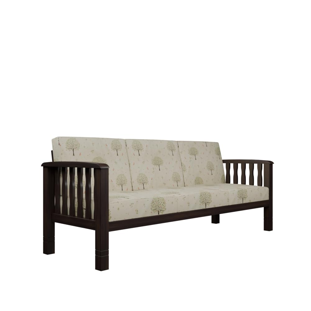 Solid Sheesham Wood 3 Seater Sofa Set for Living Room Furniture | Wooden Sofa for Home & Office (Walnut, 3 Seater)