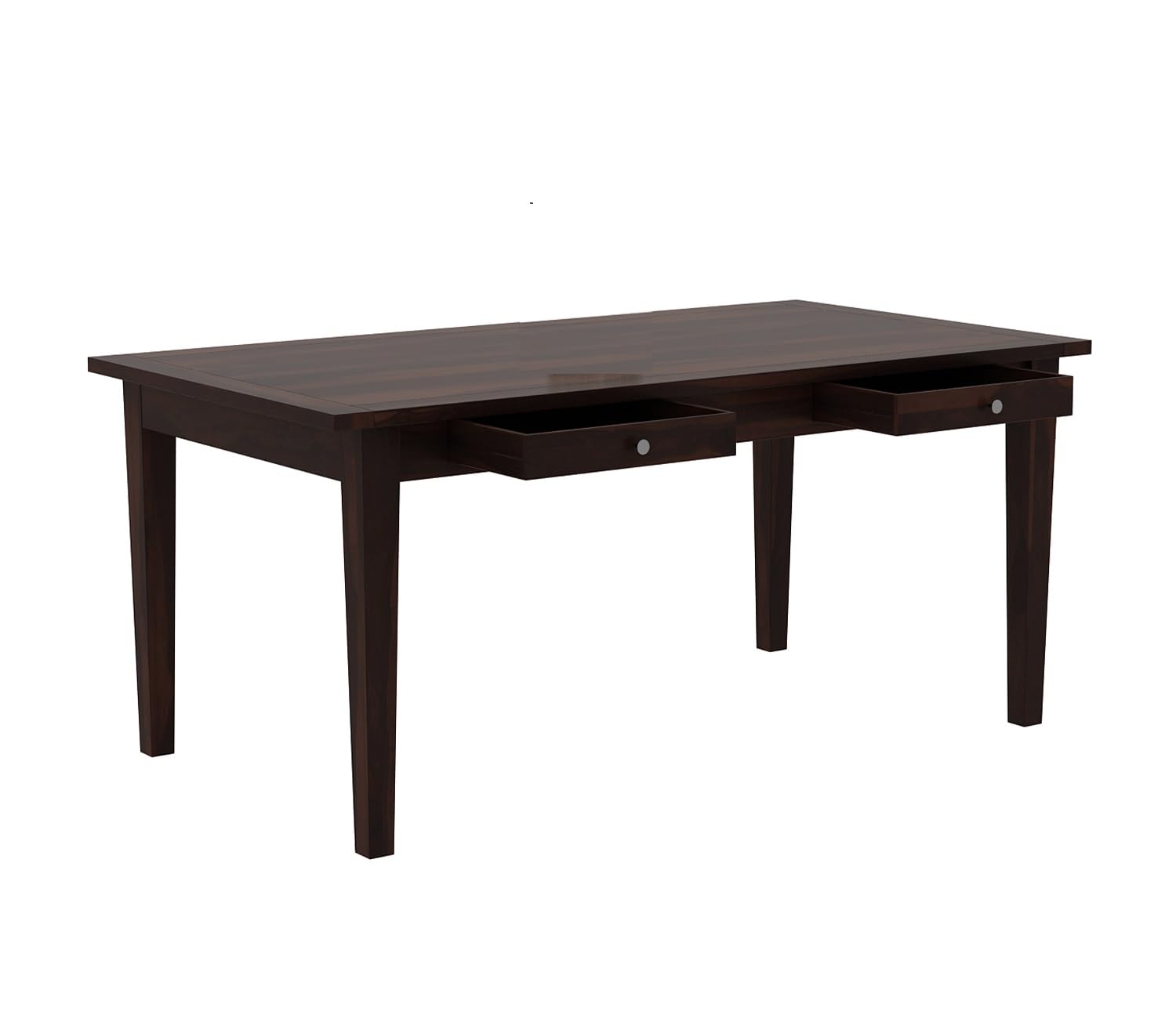 THE WOODEN CITY Wooden Storage Dining Table Solid Sheesham Wood 6 Seater | Dining Room Furniture - Walnut/Honey