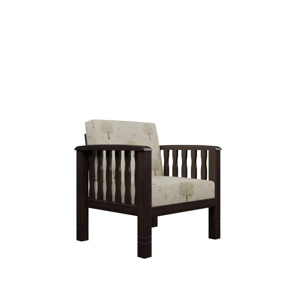 Solid Sheesham Wood 1 Seater Sofa Set for Living Room Furniture | Wooden Sofa for Home & Office (Walnut, 1 Seater)