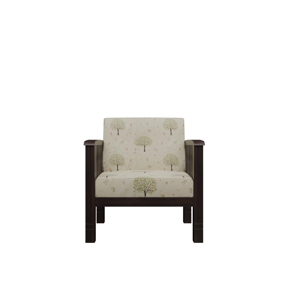 Solid Sheesham Wood 1 Seater Sofa Set for Living Room Furniture | Wooden Sofa for Home & Office (Walnut, 1 Seater)