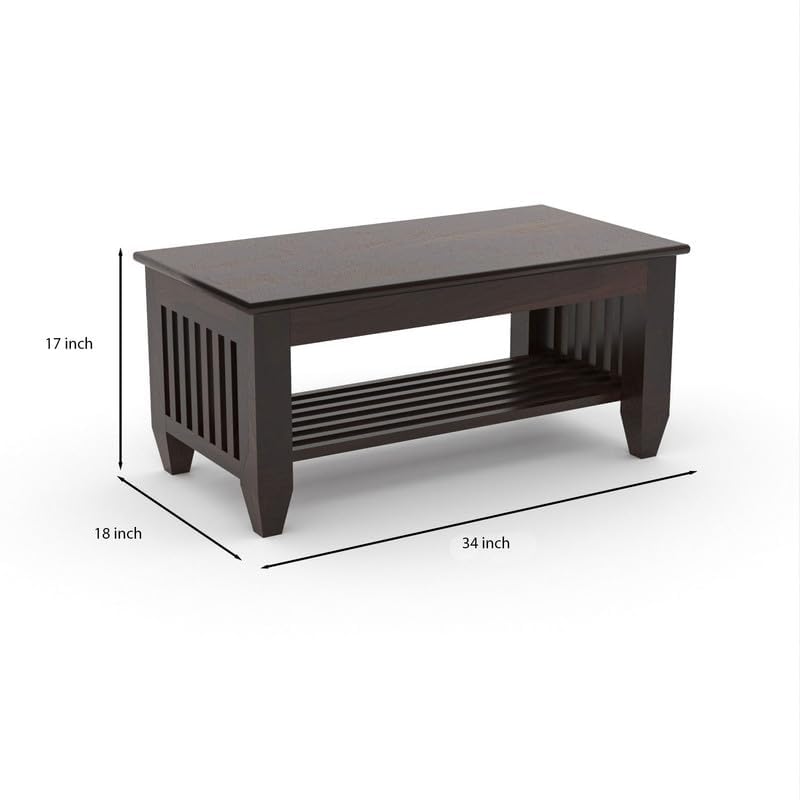 Sheesham Solid Wood Centre Table & Tea Table Wooden Coffee Table for Living Room and Outdoor & Indoor Furniture (Walnut)
