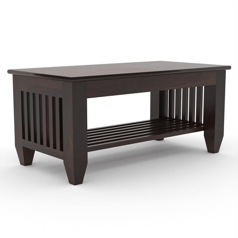 Sheesham Solid Wood Centre Table & Tea Table Wooden Coffee Table for Living Room and Outdoor & Indoor Furniture (Walnut)