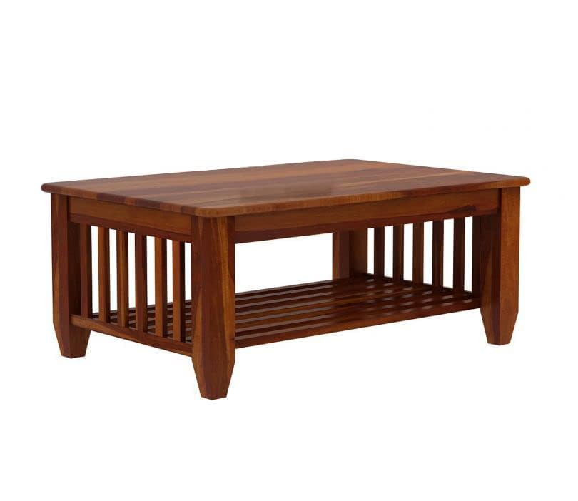 THE WOODEN CITY Sheesham Solid Wood Centre Table & Tea Table Wooden Coffee Table for Living Room and Outdoor & Indoor Furniture -Honey