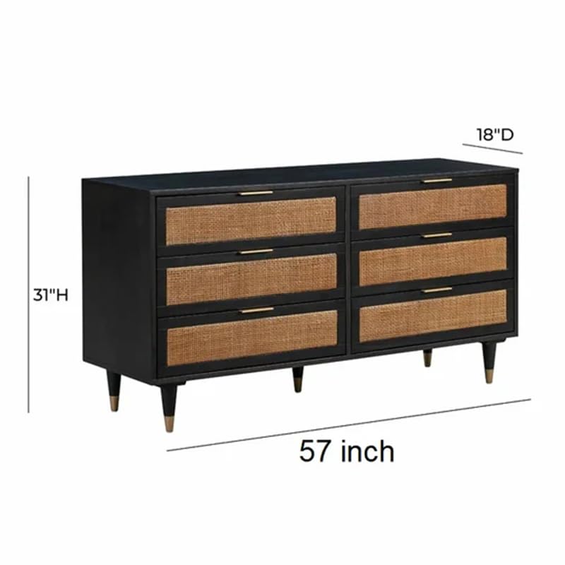 Solid Mango Wood TV & Entertainment Unit for Living Room & Hotel Room and Office Furniture (Walnut, 6 Drawer)