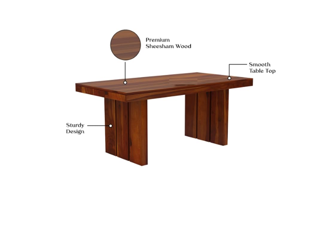 THE WOODEN CITY Wooden Solid Sheesham Wood Dining Table 6 Seater | Dining Room Furniture | 6 Seater Dining Table Without Chair