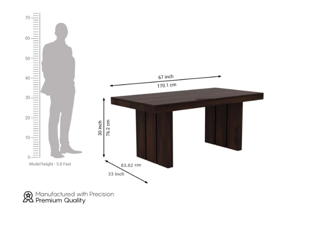 THE WOODEN CITY Wooden Solid Sheesham Wood Dining Table 6 Seater | Dining Room Furniture | 6 Seater Dining Table Without Chair