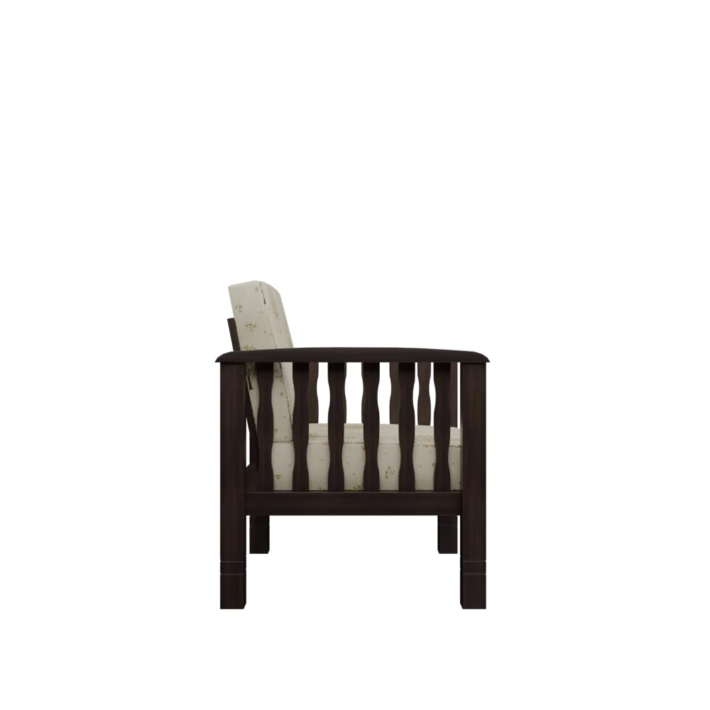 Solid Sheesham Wood 1 Seater Sofa Set for Living Room Furniture | Wooden Sofa for Home & Office (Walnut, 1 Seater)