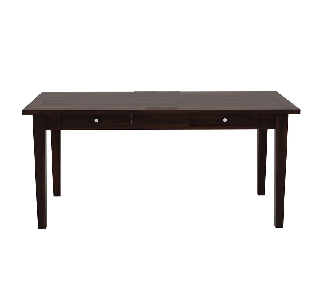 THE WOODEN CITY Wooden Storage Dining Table Solid Sheesham Wood 6 Seater | Dining Room Furniture - Walnut/Honey