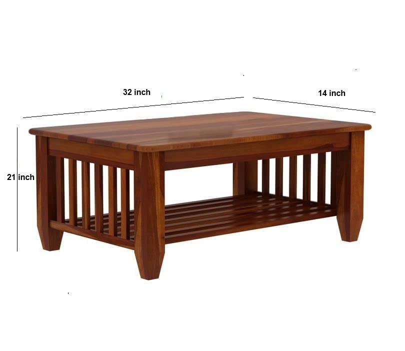 THE WOODEN CITY Sheesham Solid Wood Centre Table & Tea Table Wooden Coffee Table for Living Room and Outdoor & Indoor Furniture -Honey