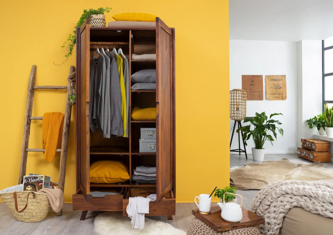 THE WOODEN CITY Rosewood wardrobe in Retro style #100 (HONEY)