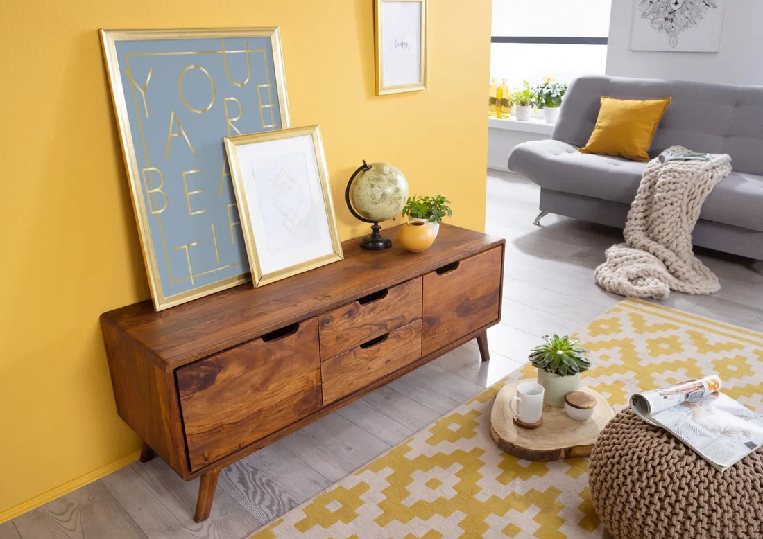 THE WOODEN CITY Rosewood wood chest of drawers in Retro style #102 (HONEY)