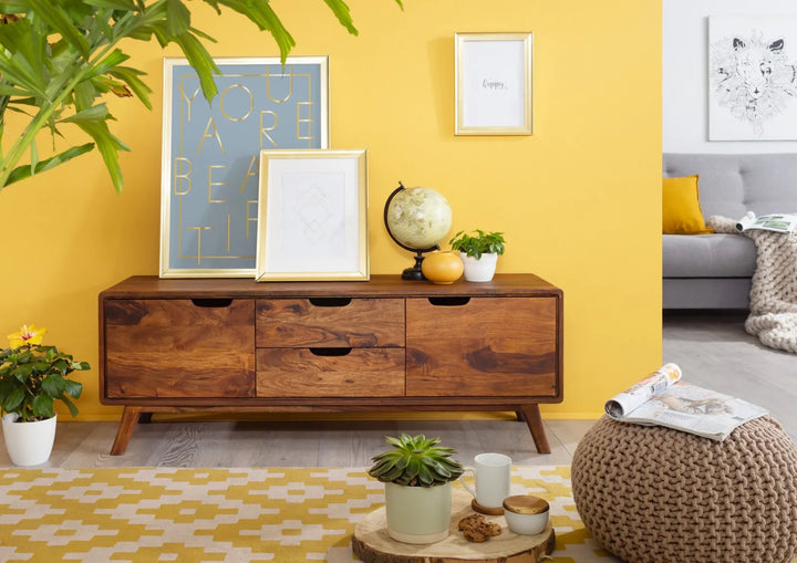 THE WOODEN CITY Rosewood wood chest of drawers in Retro style #102 (HONEY)