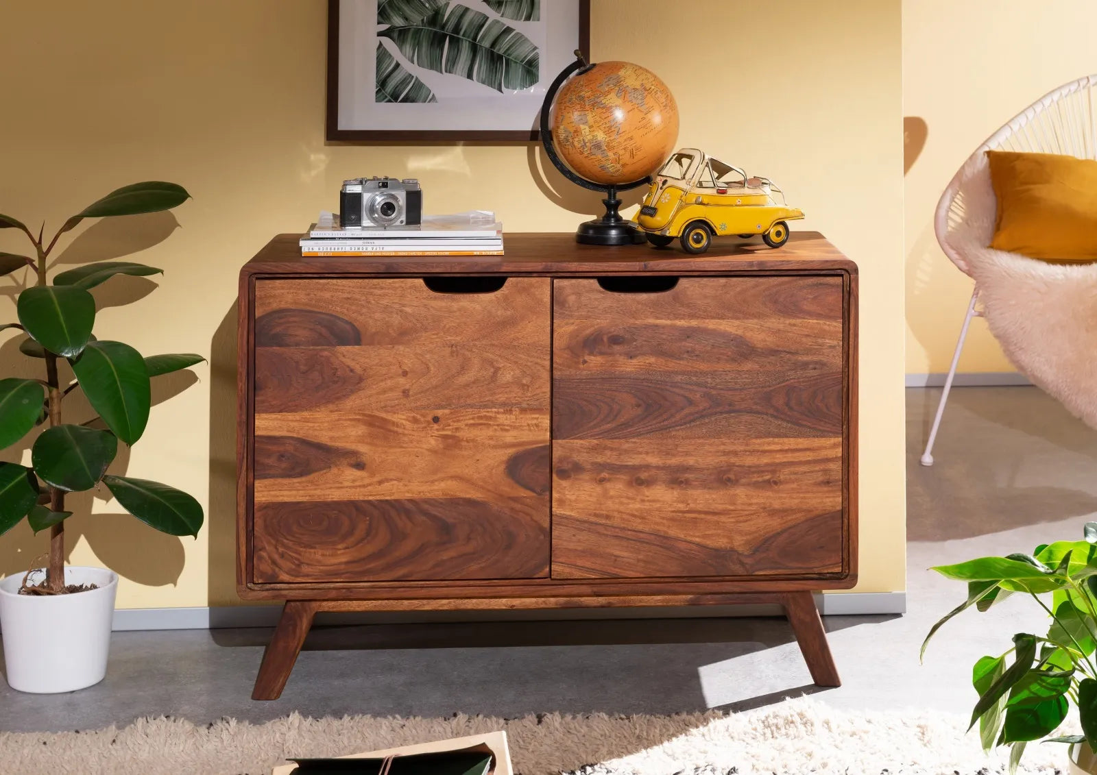 THE WOODEN CITY Rosewood wood chest of drawers in Retro style #103 (HONEY)
