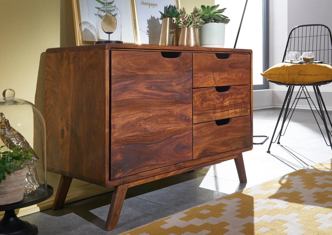 THE WOODEN CITY Rosewood wood chest of drawers in Retro style #104 (HONEY)