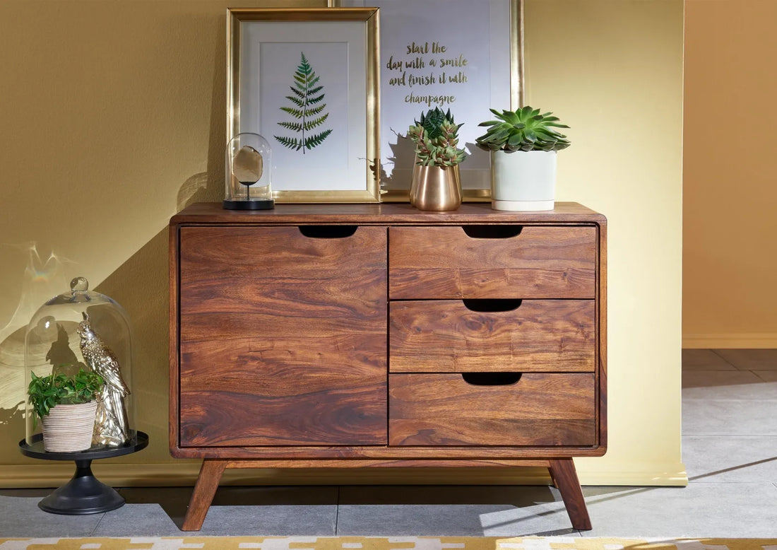 THE WOODEN CITY Rosewood wood chest of drawers in Retro style #104 (HONEY)