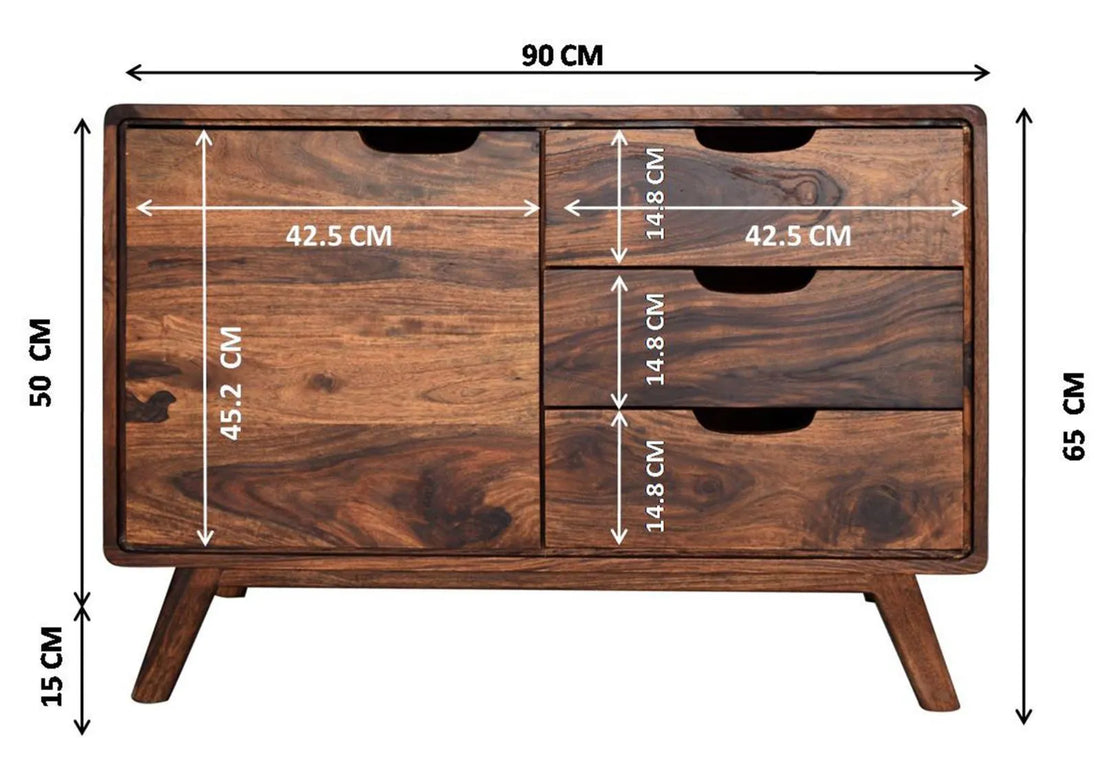 THE WOODEN CITY Rosewood wood chest of drawers in Retro style #104 (HONEY)