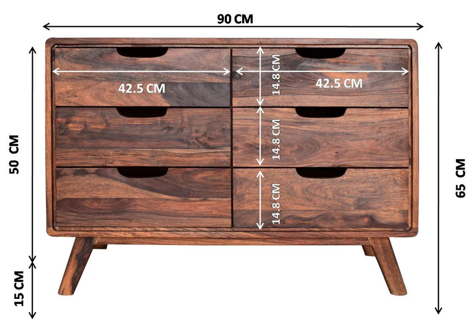 THE WOODEN CITY Retro-style rosewood chest of drawers #105 (HONEY)