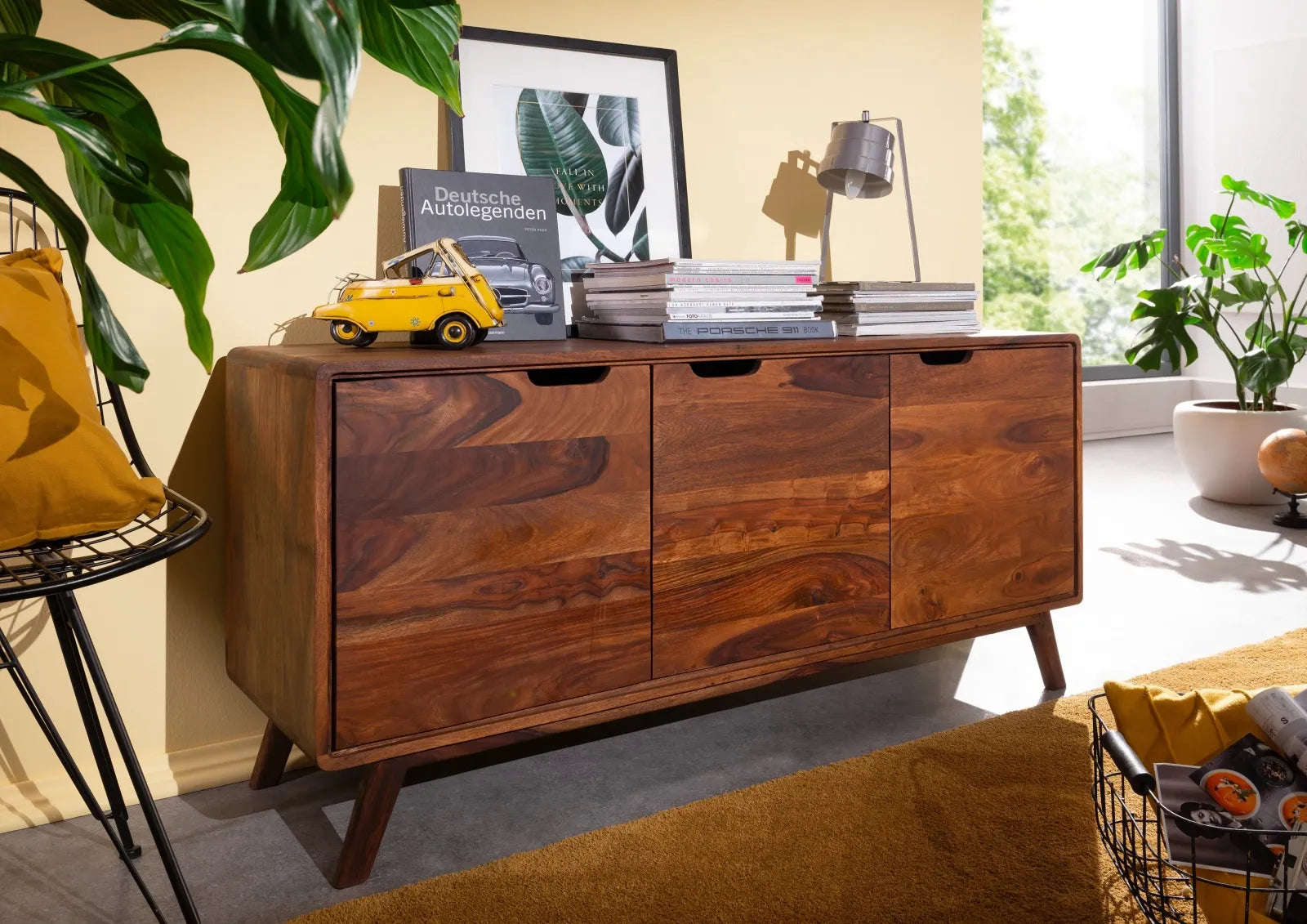 THE WOODEN CITY Retro-Style Rosewood Chest of Drawers #106 (HONEY)