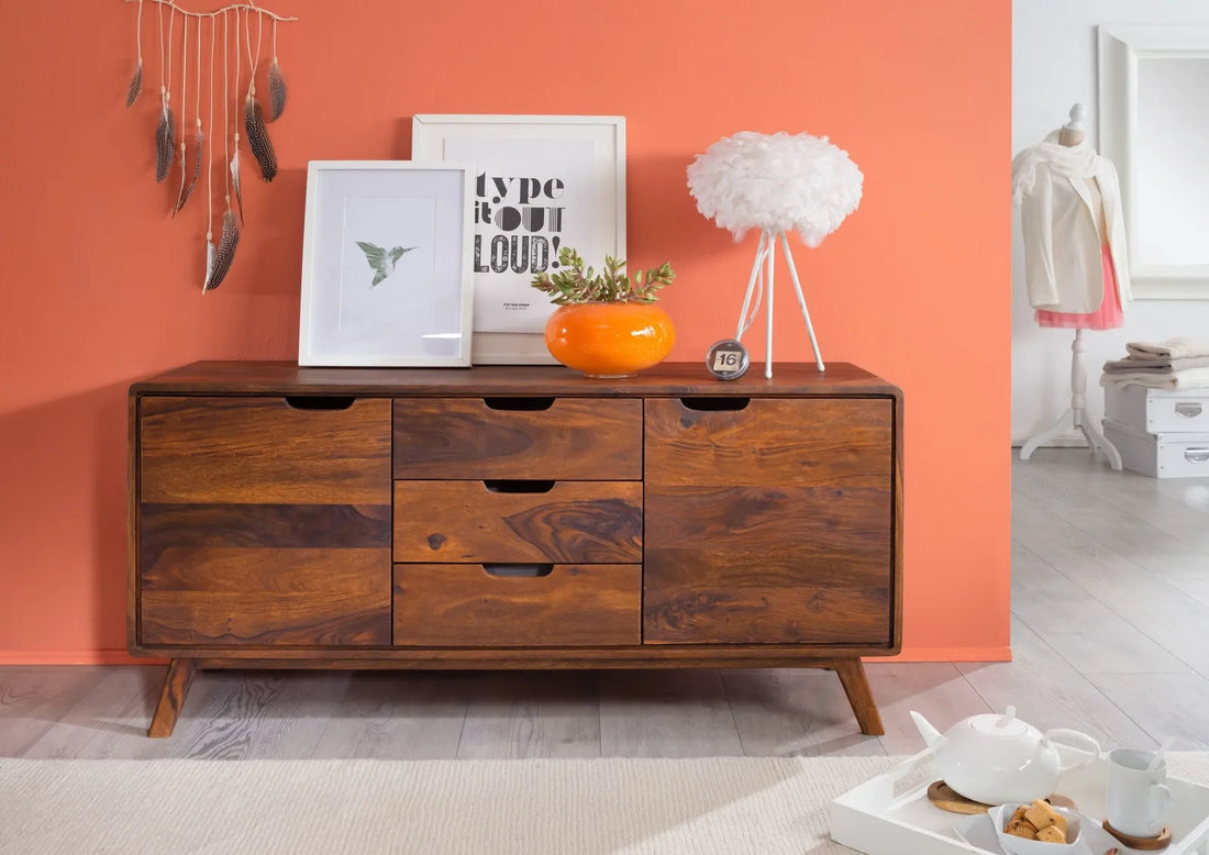 THE WOODEN CITY Rosewood wood chest of drawers in Retro style #107 (HONEY)