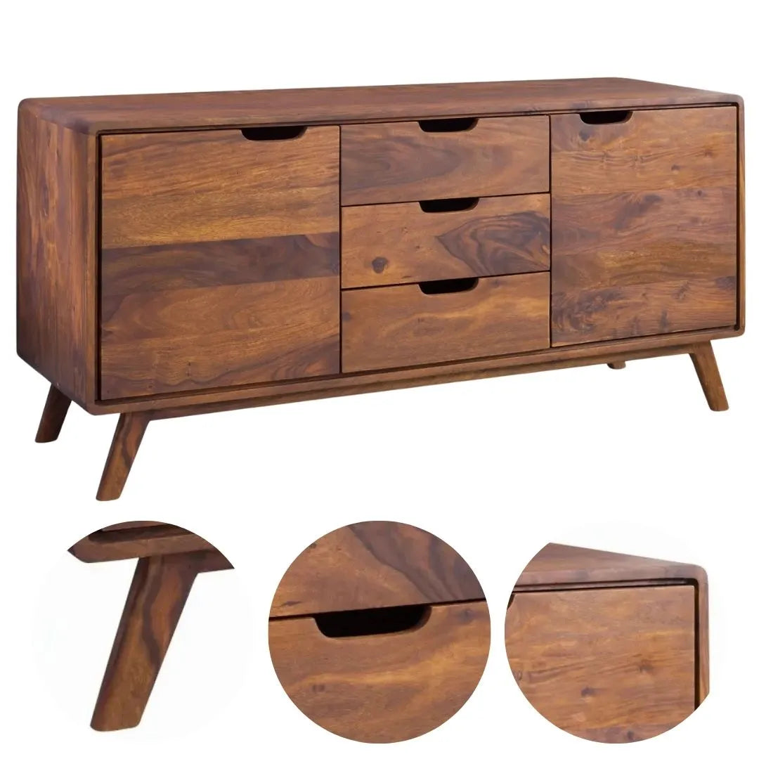 THE WOODEN CITY Rosewood wood chest of drawers in Retro style #107 (HONEY)