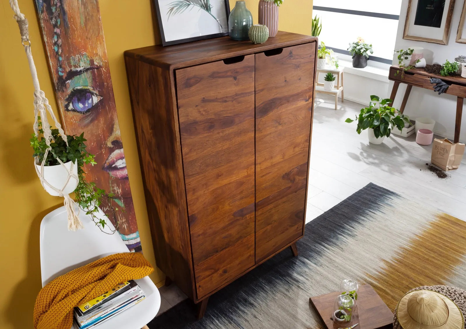 THE WOODEN CITY Retro-Style Rosewood Bookcase #108 (HONEY)