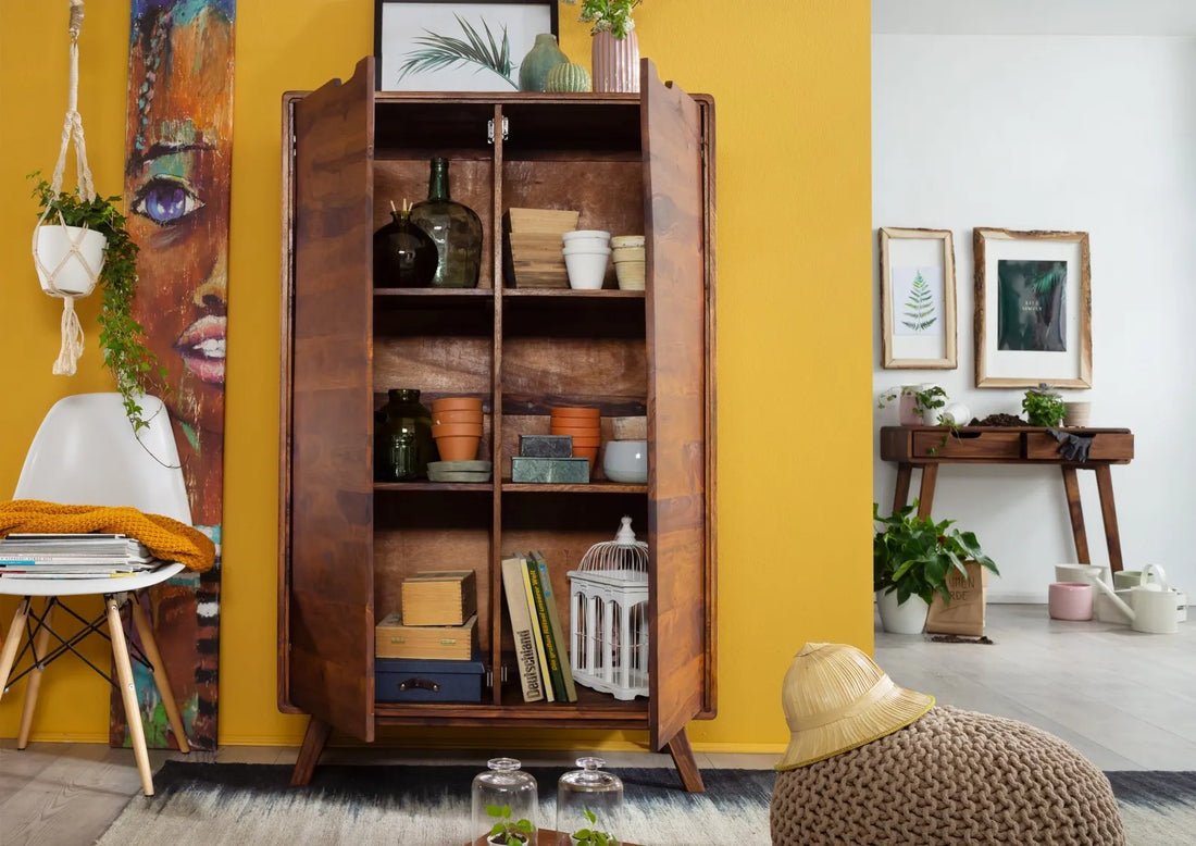 THE WOODEN CITY Retro-Style Rosewood Bookcase #108 (HONEY)