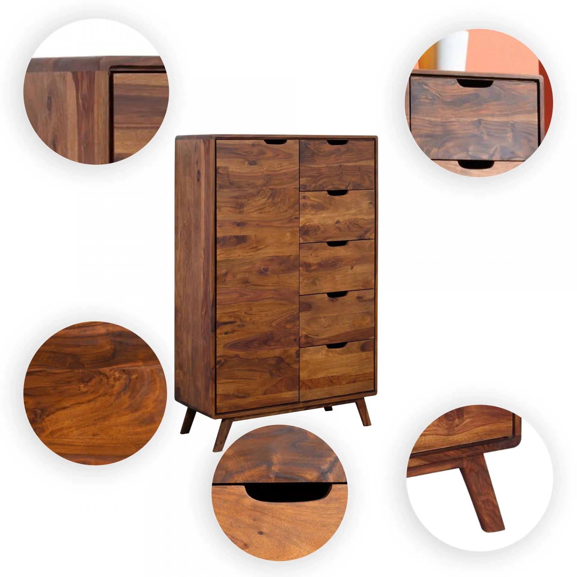 THEWOODEN CITY Retro style rosewood chest of drawers #109 (HONEY)