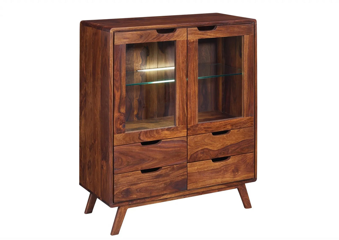 THE WOODEN CITY Rosewood display cabinet in Retro style #113 (HONEY)