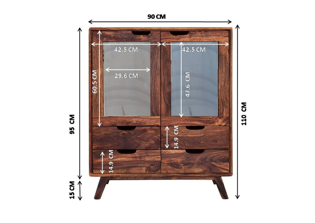 THE WOODEN CITY Rosewood display cabinet in Retro style #113 (HONEY)
