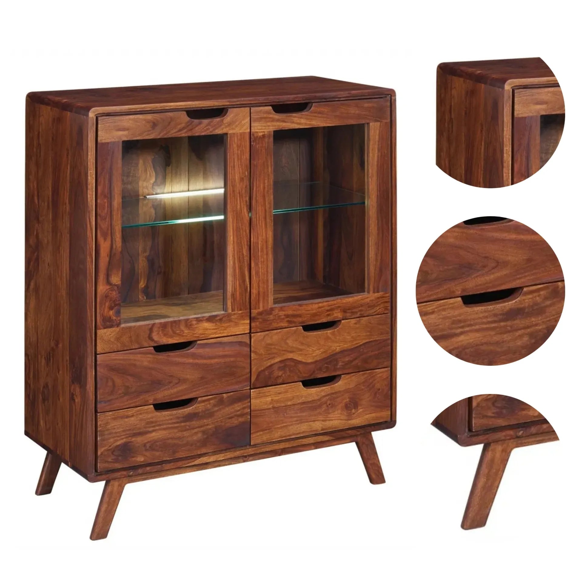 THE WOODEN CITY Rosewood display cabinet in Retro style #113 (HONEY)